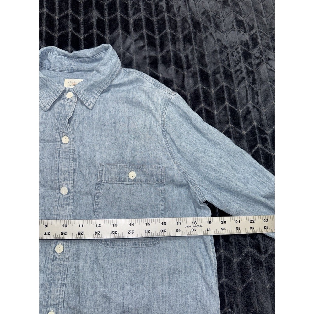 Faherty Mens Blue Chambray Denim Tencel Linen Button Down Pocket Shirt Size S - Picture 6 of 8